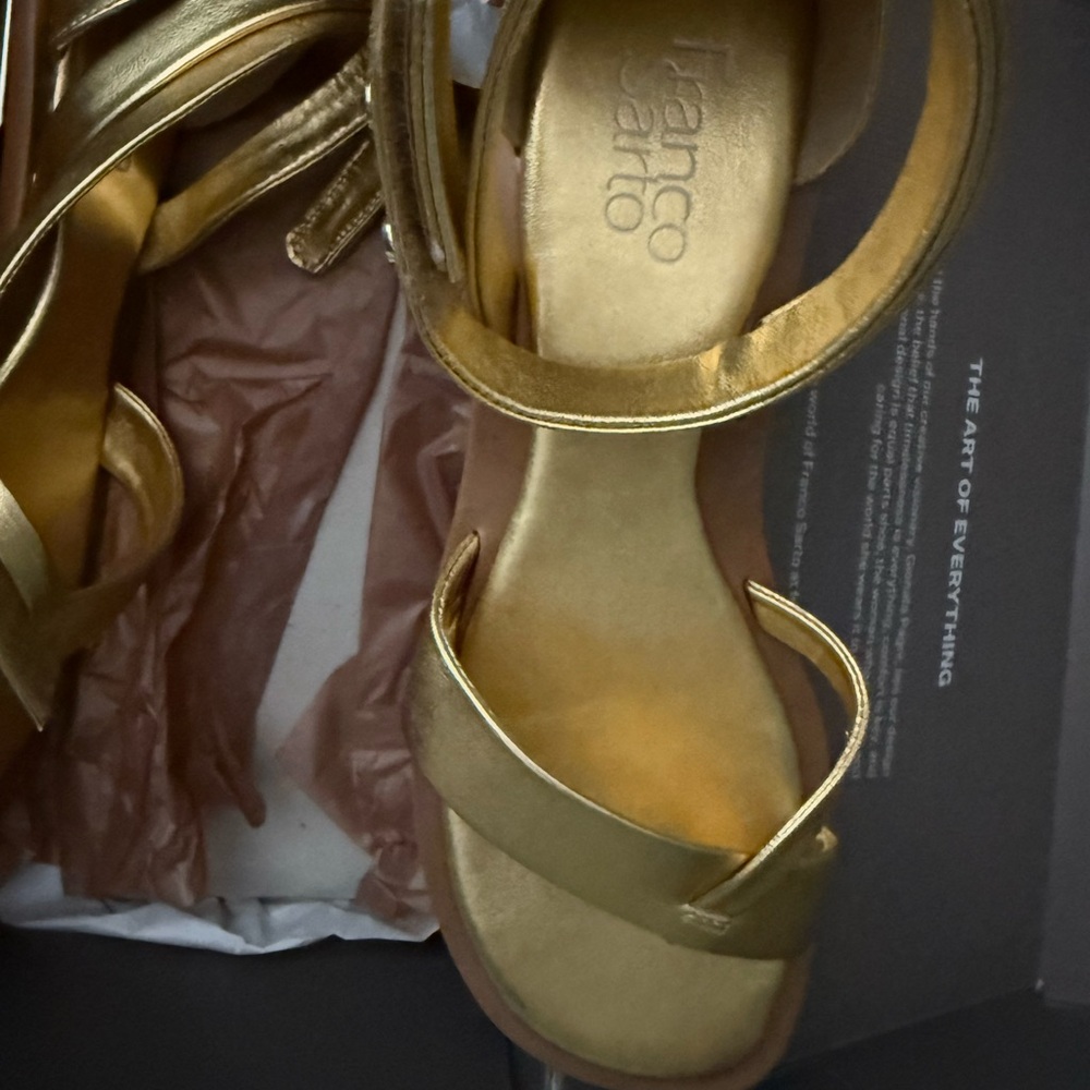 Franco Sarto Gold Sandals with Sleek Straps